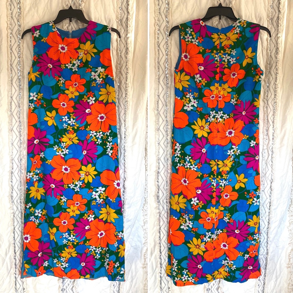 Fabulous Vintage Retro Handmade 60s/70s Maxi Dress, XL, OOAK, Excellent Cond